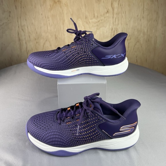 Skechers SLAM Pickleball 174201 Women's 8 Purple Orange White Sneakers Lace Up - Picture 3 of 14